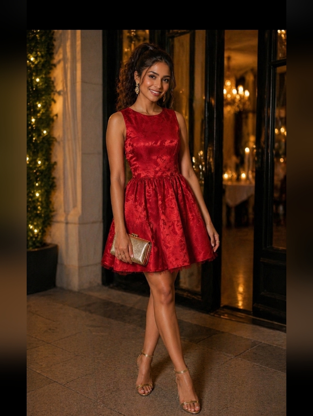 Gunne Sax Jessica McClintock Vintage Red Sleeveless Fit-and-Flare Mini Dress